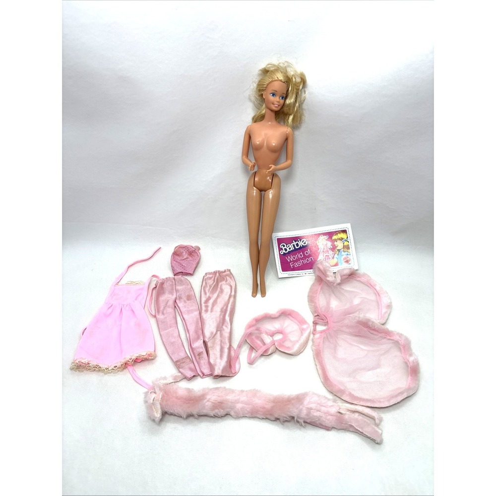 Vtg Mattel Pink & Pretty Barbie Doll 1981 Superstar Era 80s Clothes Shoes Stole